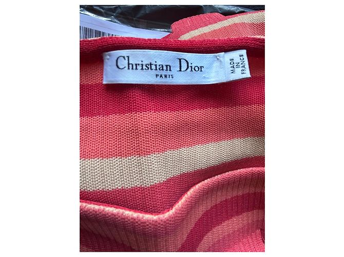 Christian Dior Gestreiftes Sommerkleid - Runway 2012 Pink Rot Beige - Ansicht 8