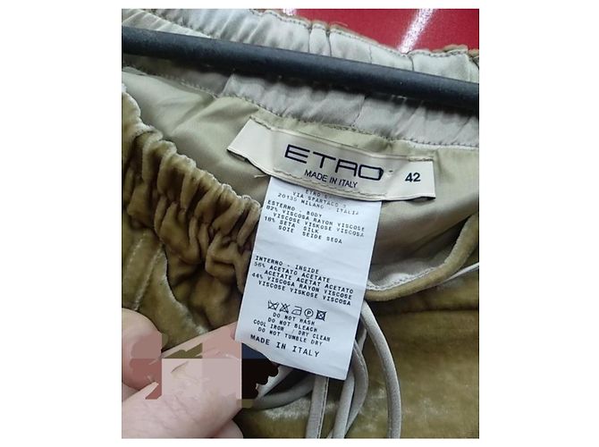 Etro Falda de Terciopelo Paisley Castaño Beige Verde - vista 2