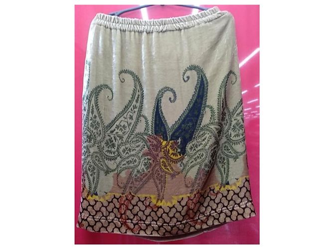 Etro Falda de Terciopelo Paisley Castaño Beige Verde - vista 5