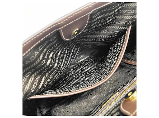Bolso de hombro de jacquard con logotipo Prada Castaño - vista 10