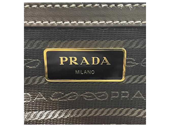 Bolso de hombro de jacquard con logotipo Prada Castaño - vista 11