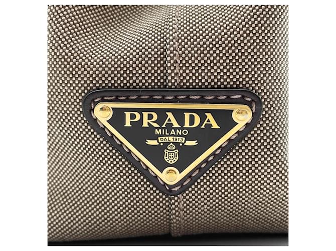Bolso de hombro de jacquard con logotipo Prada Castaño - vista 12