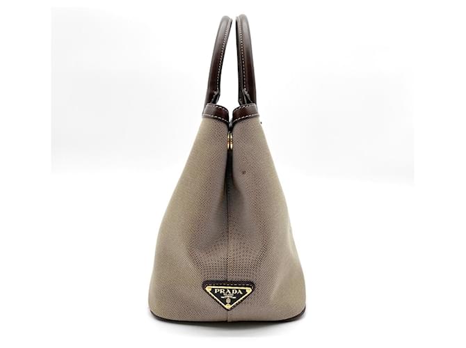 Bolso de hombro de jacquard con logotipo Prada Castaño - vista 4