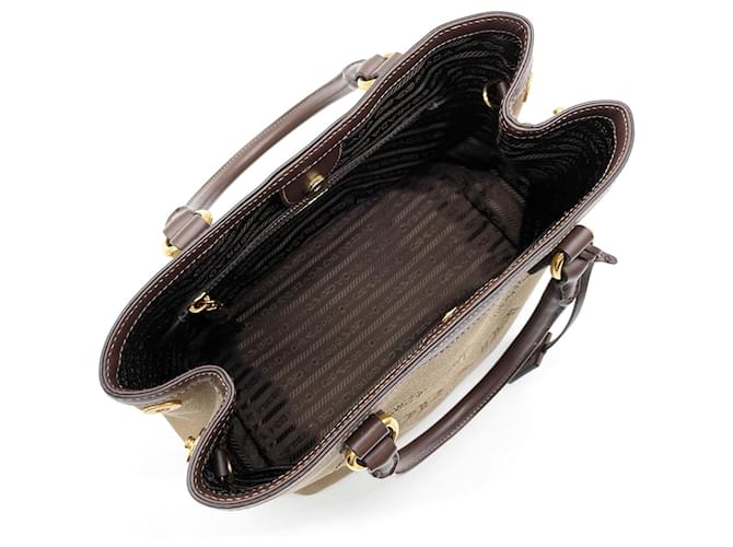 Bolso de hombro de jacquard con logotipo Prada Castaño - vista 7