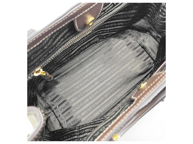 Bolso de hombro de jacquard con logotipo Prada Castaño - vista 8
