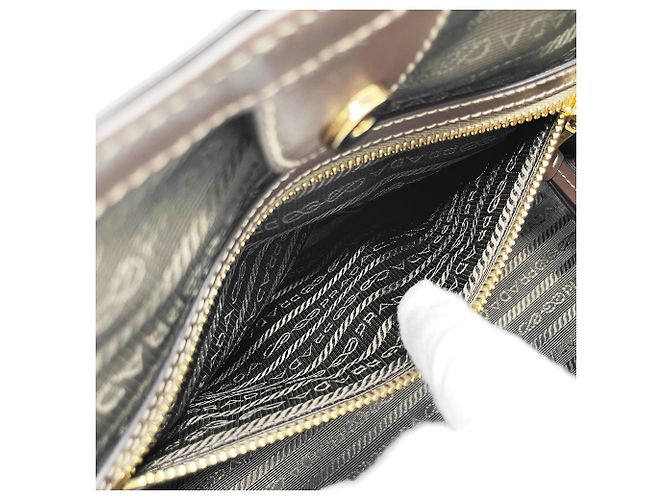 Bolso de hombro de jacquard con logotipo Prada Castaño - vista 9