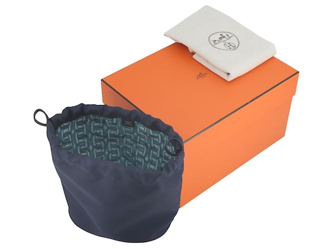 Borsa Hermès Kara in seta nera e blu navy Nero - vista 10