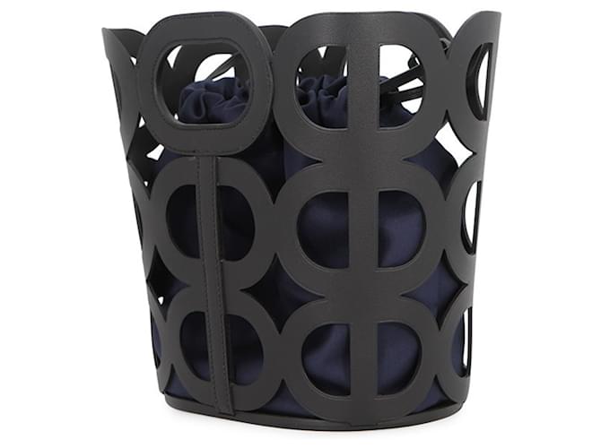 Borsa Hermès Kara in seta nera e blu navy Nero - vista 2