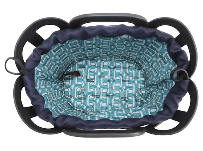 Borsa Hermès Kara in seta nera e blu navy Nero - vista 5