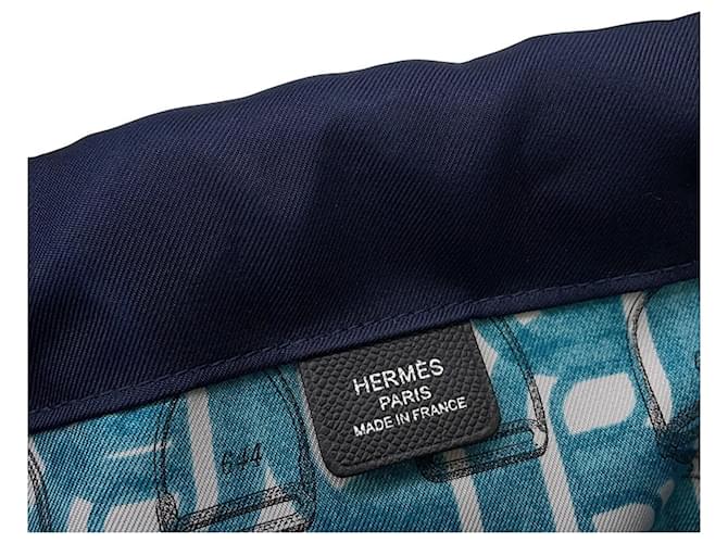 Borsa Hermès Kara in seta nera e blu navy Nero - vista 8