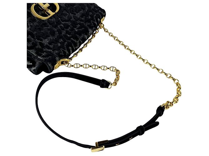 Borsa a tracolla Christian Dior 30 Montaigne Caro Velvet Nero - vista 9