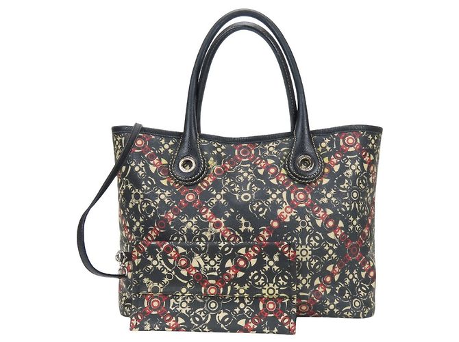 Borsa Tote Chanel Coco Travel Nero Bianco Rosso - vista 2
