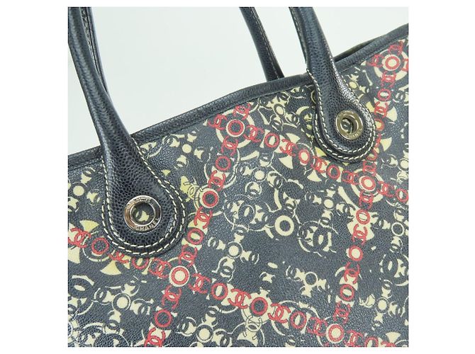 Borsa Tote Chanel Coco Travel Nero Bianco Rosso - vista 7
