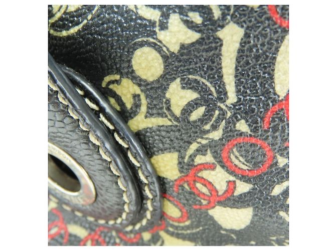 Borsa Tote Chanel Coco Travel Nero Bianco Rosso - vista 9