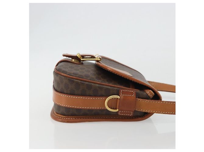 Céline Celine Vintage Macadam Tela e Pelle Marrone - vista 3