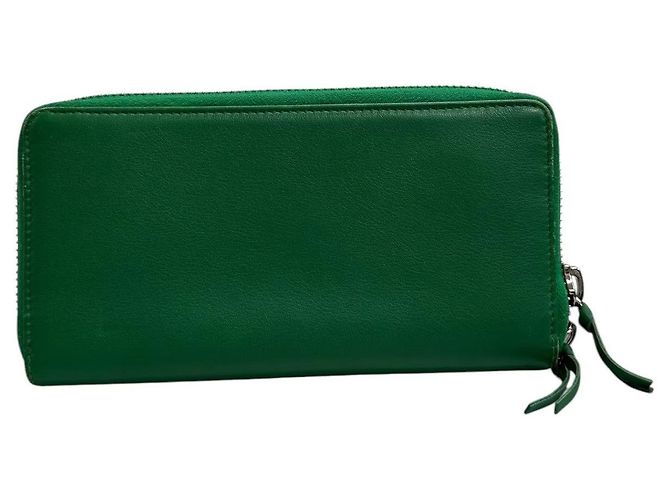 Balenciaga Lederlanger Geldbeutel Grün mit silberner Hardware - Ansicht 3
