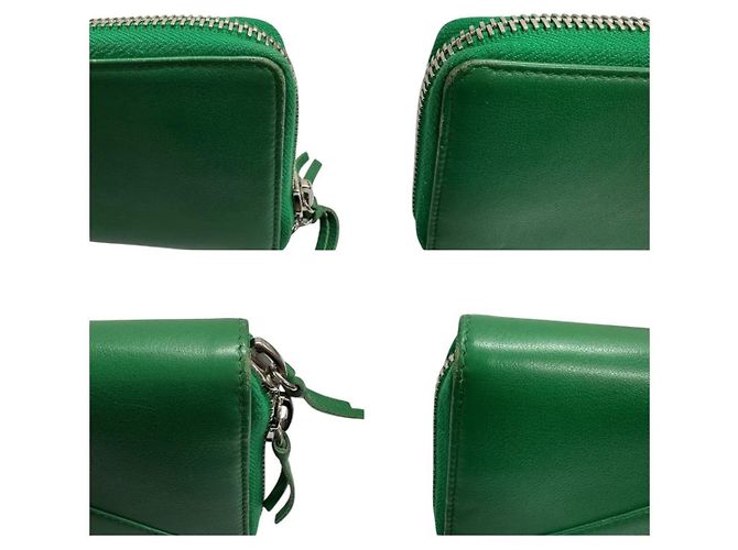 Balenciaga Lederlanger Geldbeutel Grün mit silberner Hardware - Ansicht 9
