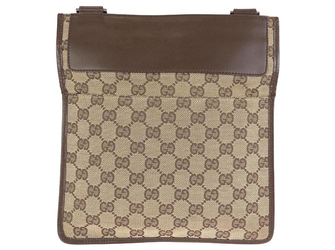 Borsa Messenger Gucci GG Canvas e pelle Marrone - vista 2