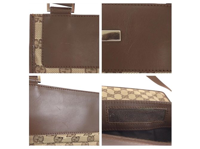 Borsa Messenger Gucci GG Canvas e pelle Marrone - vista 5