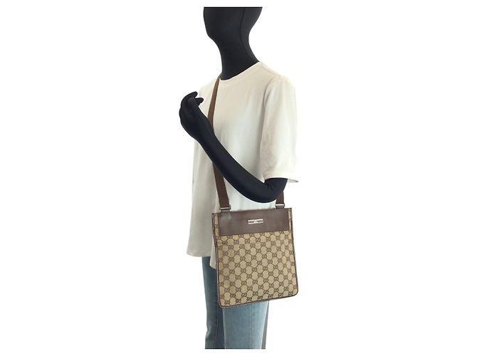 Borsa Messenger Gucci GG Canvas e pelle Marrone - vista 6