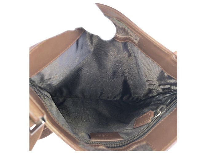 Borsa Messenger Gucci GG Canvas e pelle Marrone - vista 8
