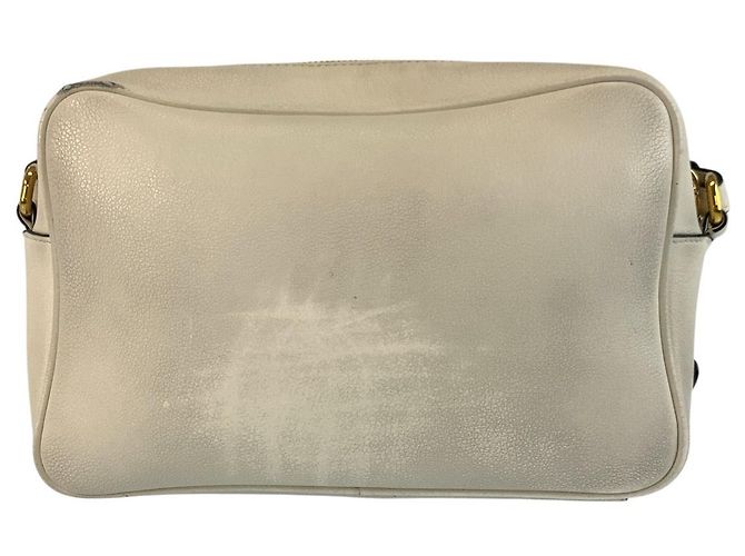 Borsa a tracolla in pelle con logo in rilievo Prada Bianco - vista 2