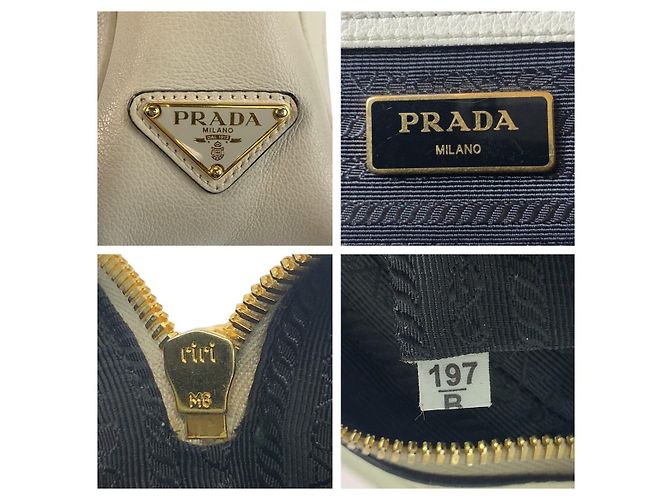 Borsa a tracolla in pelle con logo in rilievo Prada Bianco - vista 5
