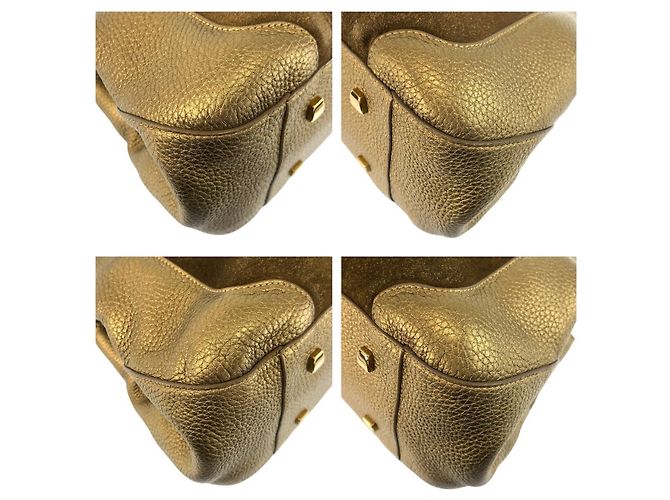Borsa a tracolla Cartier La Dona in scamosciato marrone e pelle dorata D'oro Metallico - vista 4