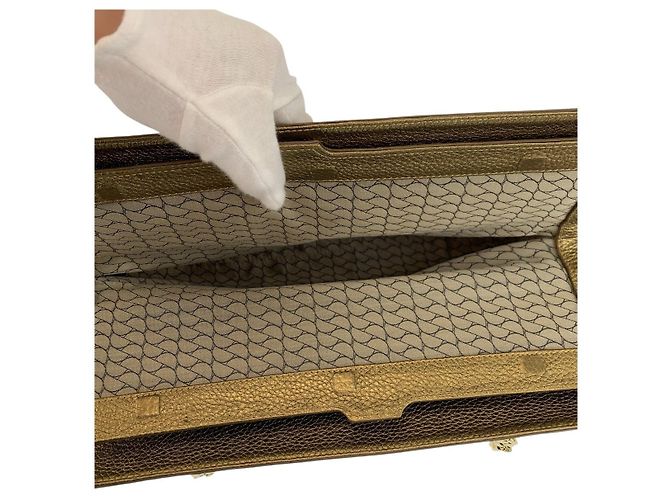Borsa a tracolla Cartier La Dona in scamosciato marrone e pelle dorata D'oro Metallico - vista 8