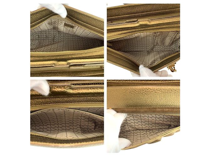 Borsa a tracolla Cartier La Dona in scamosciato marrone e pelle dorata D'oro Metallico - vista 9