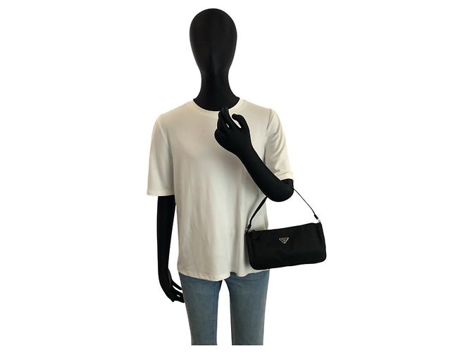 Borsa a mano e pochette accessorio in Nylon Tessuto Prada Nero - vista 6