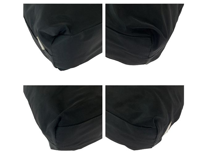Borsa Hobo in Nylon Tessuto con Placca Logo Prada Nero - vista 3