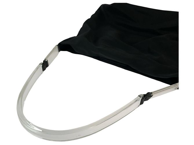 Borsa Hobo in Nylon Tessuto con Placca Logo Prada Nero - vista 5