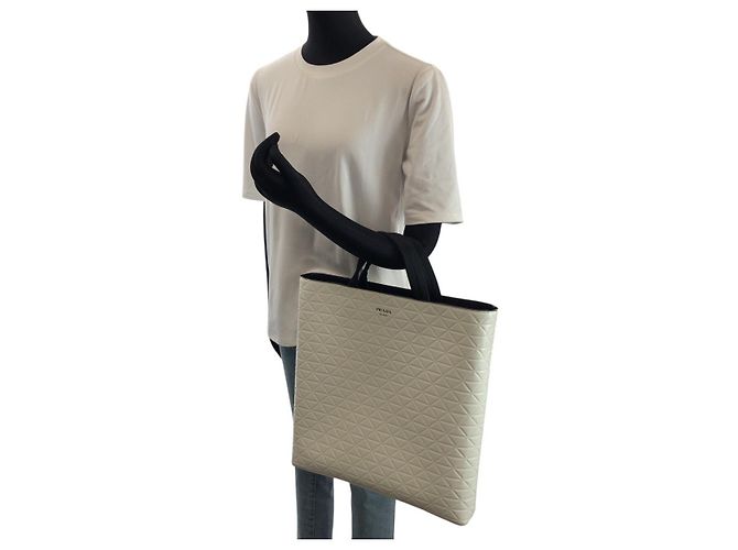 Borsa Tote in pelle Prada Bianco - vista 6