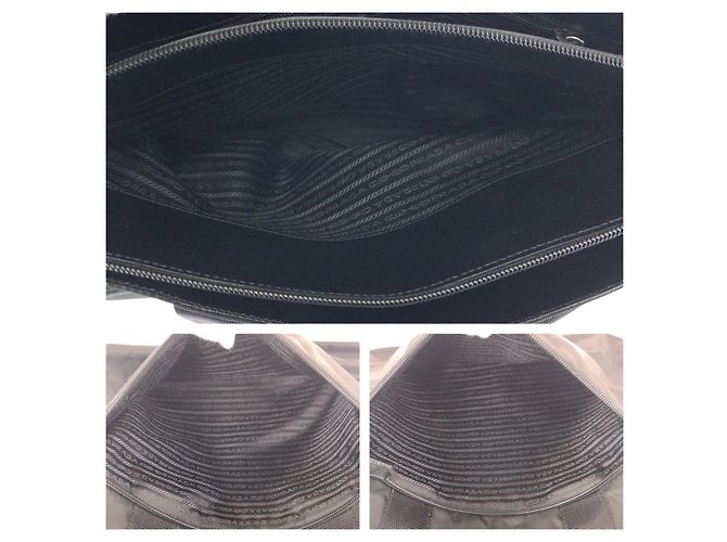 Pasta Executiva de Nylon e Couro Prada Preto - vista 9