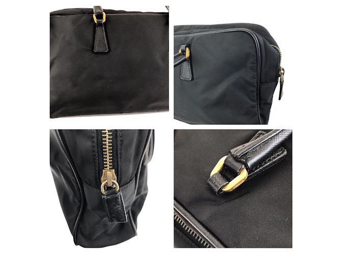 Tote in Nylon Tessuto Saffiano e Pelle Prada Nero - vista 6