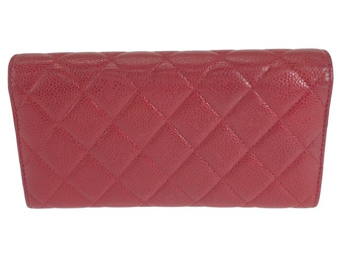 Portafoglio lungo Chanel Caviar Skin Matelasse Rosso - vista 2