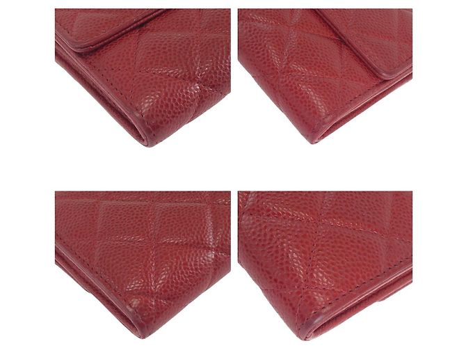 Portafoglio lungo Chanel Caviar Skin Matelasse Rosso - vista 3