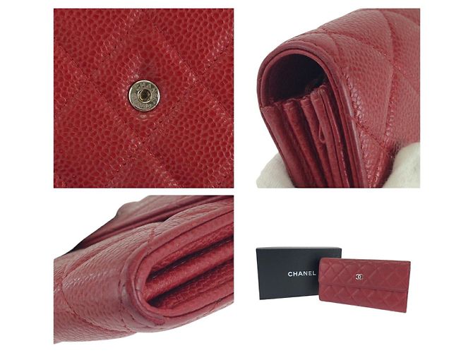 Portafoglio lungo Chanel Caviar Skin Matelasse Rosso - vista 7