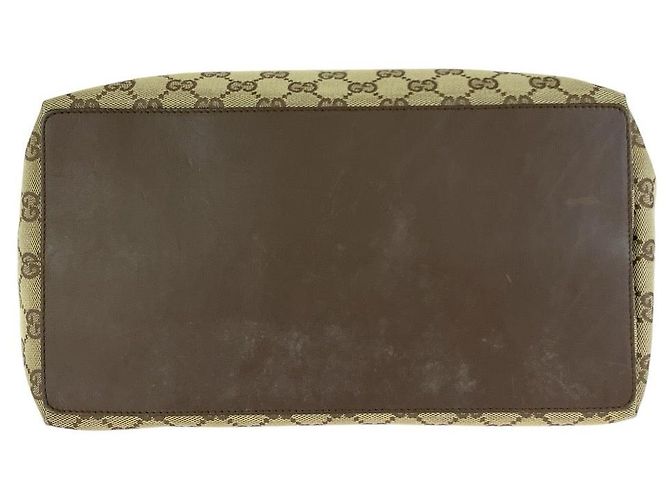 Sacola Tote de Lona GG e Couro Gucci Marrom - vista 10