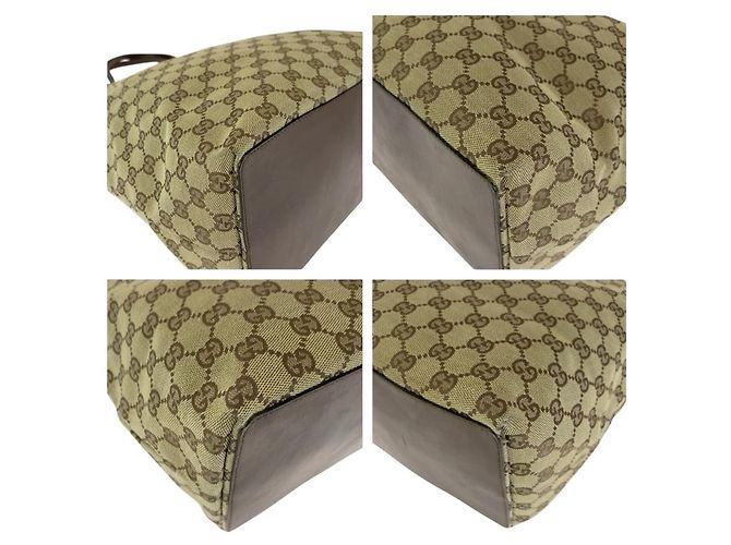 Sacola Tote de Lona GG e Couro Gucci Marrom - vista 3