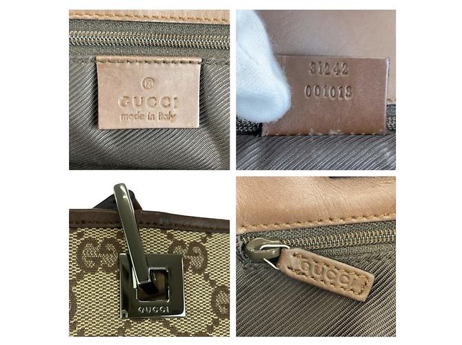 Sacola Tote de Lona GG e Couro Gucci Marrom - vista 4