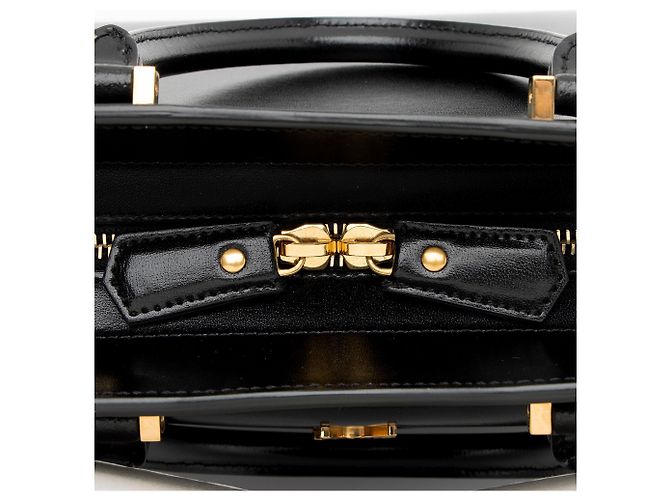 Piccola borsa satchel Uptown in pelle di vitello liscia con monogramma Saint Laurent Nero - vista 10
