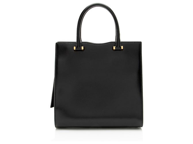 Piccola borsa satchel Uptown in pelle di vitello liscia con monogramma Saint Laurent Nero - vista 3