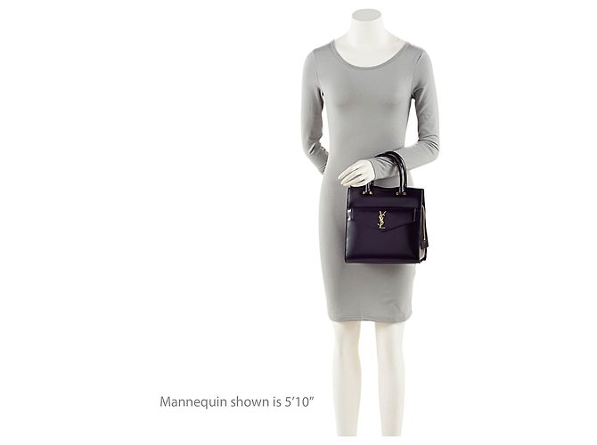 Piccola borsa satchel Uptown in pelle di vitello liscia con monogramma Saint Laurent Nero - vista 5
