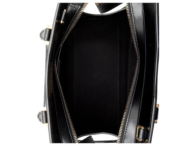Piccola borsa satchel Uptown in pelle di vitello liscia con monogramma Saint Laurent Nero - vista 7