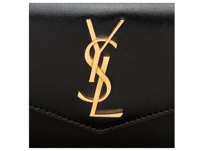 Piccola borsa satchel Uptown in pelle di vitello liscia con monogramma Saint Laurent Nero - vista 9
