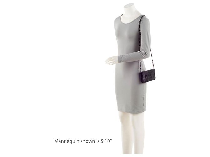 Portacellulare Balenciaga BB con stampa coccodrillo e catena Schwarz - Ansicht 5
