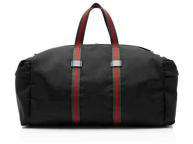 Borsa duffle Gucci Techno Canvas Web Animalier Nero - vista 3
