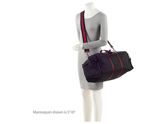 Borsa duffle Gucci Techno Canvas Web Animalier Nero - vista 5